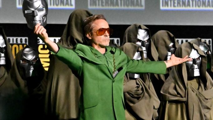 Robert Downey Jr. at Marvel press