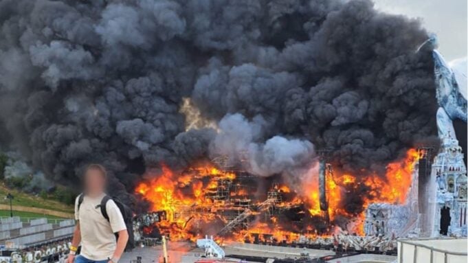 Tomorrowland main stage burning