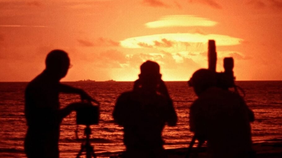 Photographers and camera crew on Eniwetak