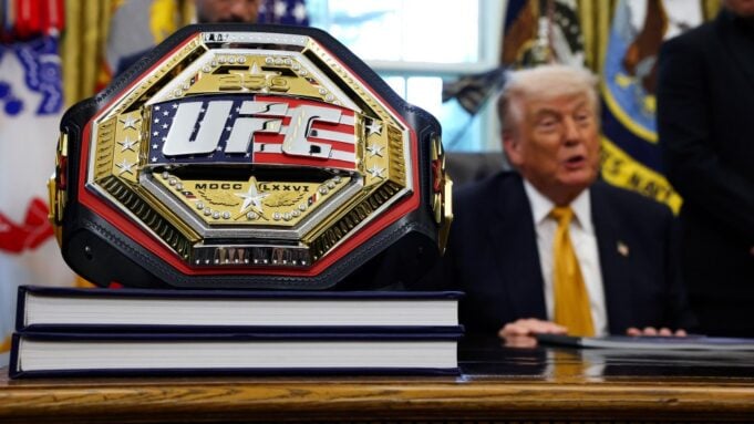 UFC belt in front of Donald