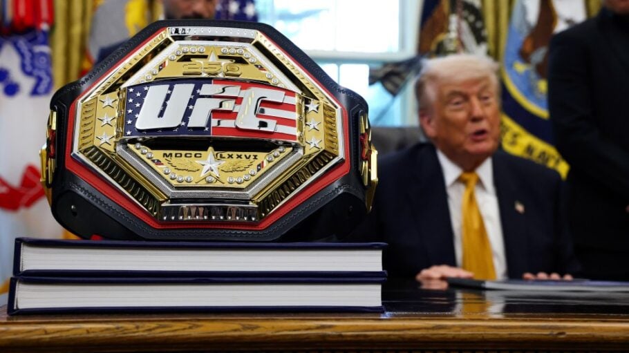 UFC belt in front of Donald