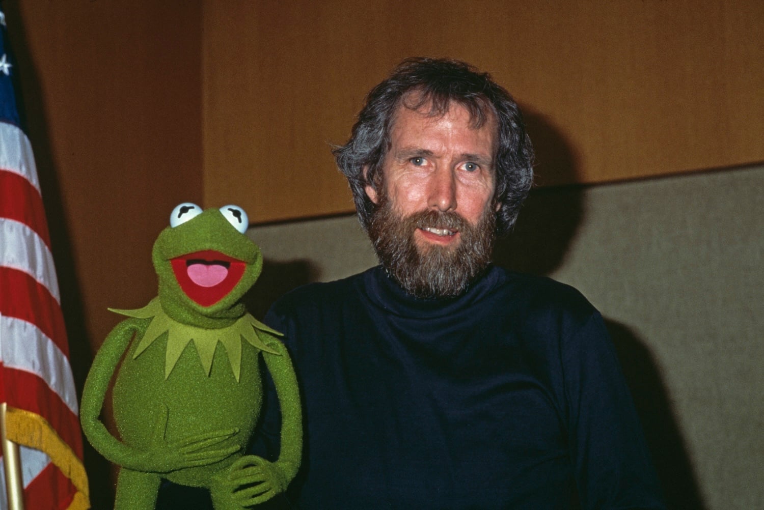 American puppeteer and filmmaker Jim Henson (1936 - 1990) with his best-known Muppet character, Kermit the Frog, January 1984. (Photo by Frank Edwards/Fotos International/Archive Photos/Getty Images)